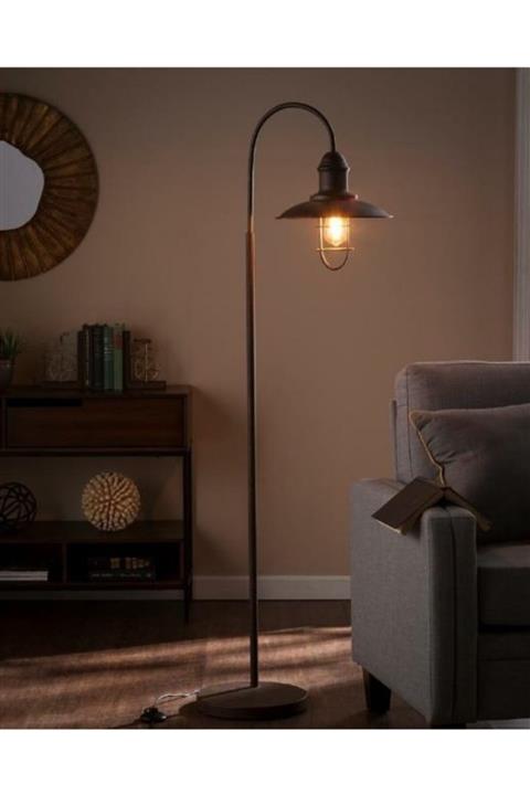 MYLİGHT S Retro Rustik Mat Siyah Rustik Ayaklı Lambader Köşe Lambası