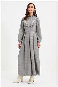 Trendyol Modest Gri Yaka Detaylı Elbise TCTAW22EB0013