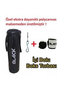 BLACK Povit Polystar 120 X 32 Cm Boks Kum Torbası Siyah +tavan Askı Aparatlı +çelik Dübel +bandaj