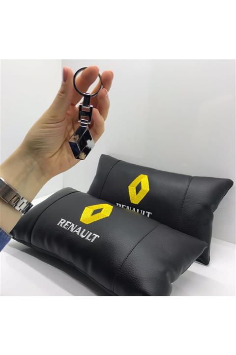 CEM OTOMOTİV Renault 2 Adet Oto Yastık Ve Anahtarlık Oto Boyun Yastığı Renault Anahtarlık