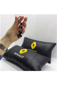 CEM OTOMOTİV Renault 2 Adet Oto Yastık Ve Anahtarlık Oto Boyun Yastığı Renault Anahtarlık