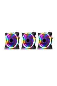 gaman (3'lü Set) 120mm Rainbow Rgb Kasa Fanı 12cm Renkli Gökkuşağı Fanı 3 Adet