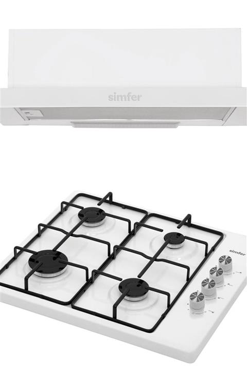 Simfer Beyaz Eko Ikili Set Üstü Set (8505 Aspiratör + 3010 Set Üstü Ocak)