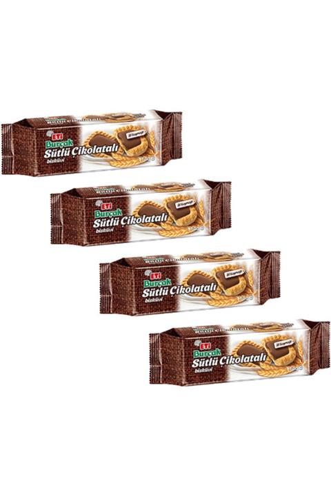 Eti Burçak Sütlü Çikolatalı Bisküvi 114 Gr. X 4 Adet