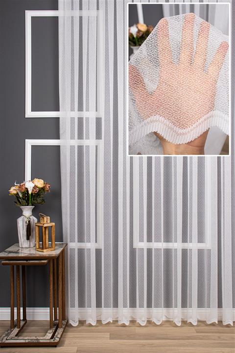 perdealemi Sade Örme Düz Tül Perde, 300x250, Sık Pile, 1/3