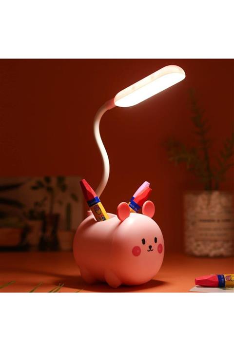 MiniHome Avec Av-805 Sevimli Fare Kalemlikli Usb Ledli Şarjlı Masa Lamba