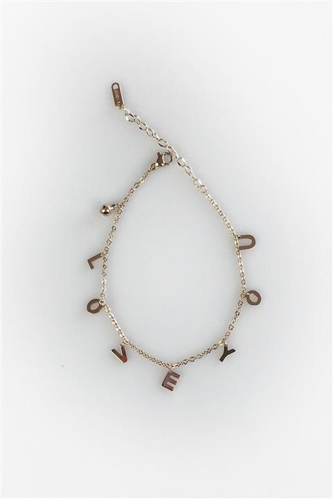 stainless steell Love You Harfli Çelik Halhal