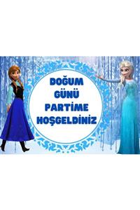 Parti Seza Frozen Elsa Karlar Ülkesi 120*90 Cm Bıranda Iyiki Doğdun Afişi