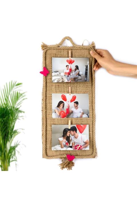 Berrinstore Hasır Çerçeve 3lü Model Dekoratif Hediyelik