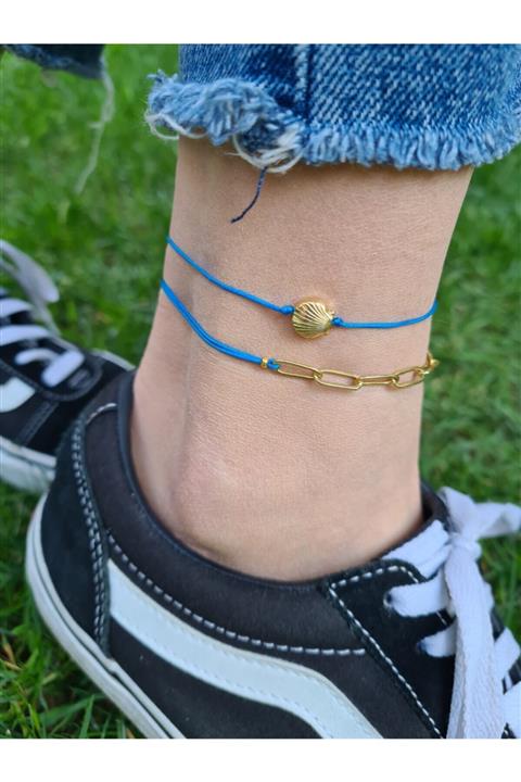 ONEPRETTYWISH Mavi Ipli Gold Zincir Kombin Halhal