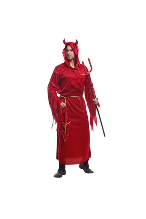MY Kostüm Kapüşonlu Lucifer Şeytan Kostümü Yetişkin Erkek