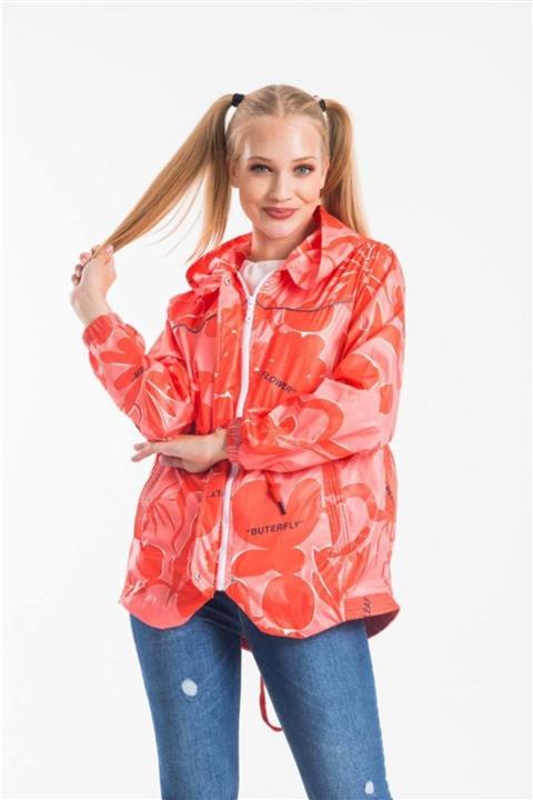 ESDESIGN Cep Detaylı Desenli Yağmurluk