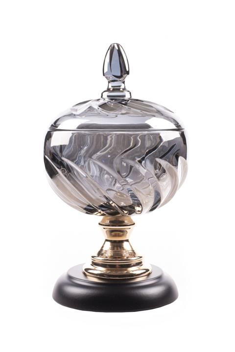 MEZONEV Krom Renk Kapaklı Cam Şekerlik