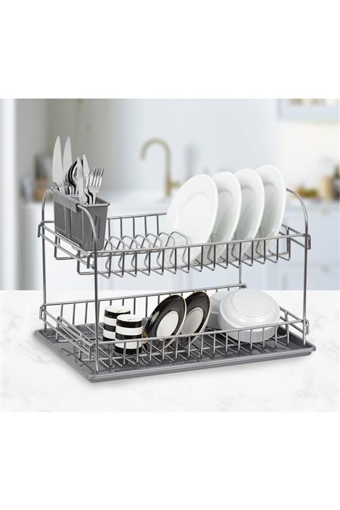 Okyanus Home Krom Maxi Iki Katlı Modern Tabaklık - Bulaşıklık