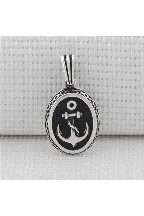 Takılingo Oval Çapa Motifli 925 Ayar Gümüş Erkek Kolye Ucu
