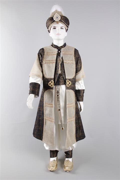 Osmanlı Sünnet Kıyafetleri Erkek Çocuk Kahverengi Şehzade Sünnet Takımı