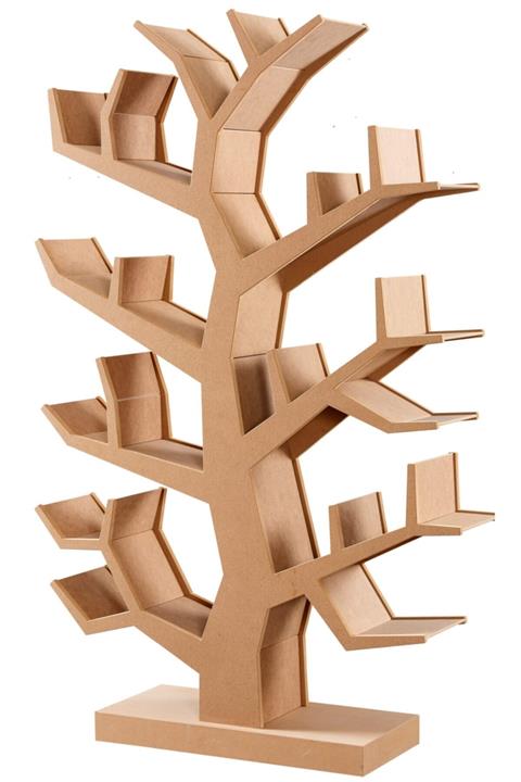 Geppetto Home Ağaç Kitaplık Cilasız Mdf Ham