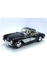 Kinsmart 1957 Chevrolet Corvette Çek Bırak 5inch. Lisanslı Model Araba, Oyuncak Araba 1:34 Siyah