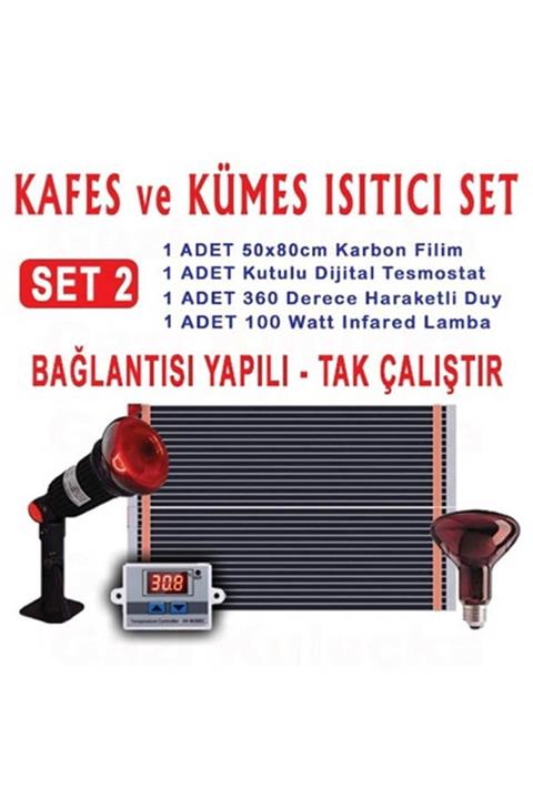 Gazi Kuluçka Kafes Ve Kümes Civciv Isıtıcı Seti Tak Çalıştır Hazır Sistem Set-2