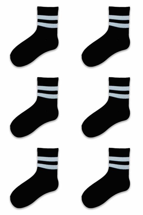 Socks Stores 6'lı Çember Desenli Siyah Çorap Seti
