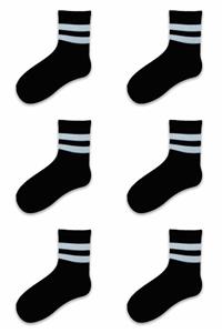 Socks Stores 6'lı Çember Desenli Siyah Çorap Seti