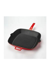 Lava Grill Tava Metal Saplı Kırmızı 28*28