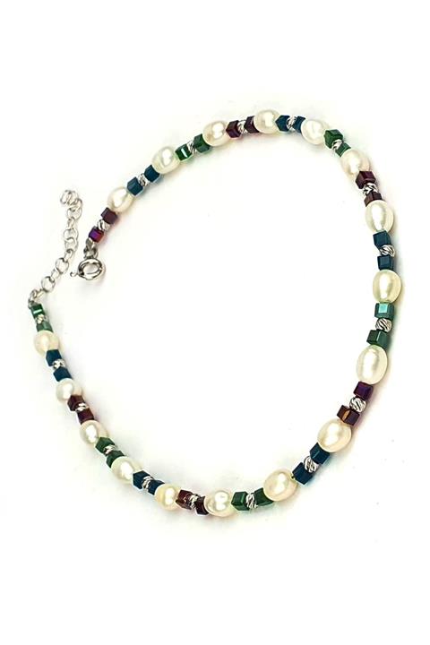 OSESHOP Incili 925 Ayar Gümüş Detaylı Halhal