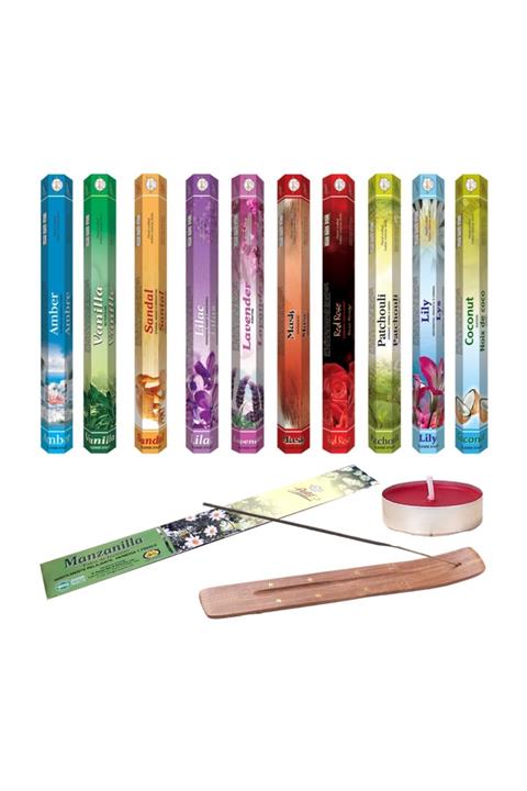 RoseRoi 200 Adet Tütsü ( 10 Paket ) Tütsü Kayığı Ve Kokulu Tealight Mum Birlikte Set