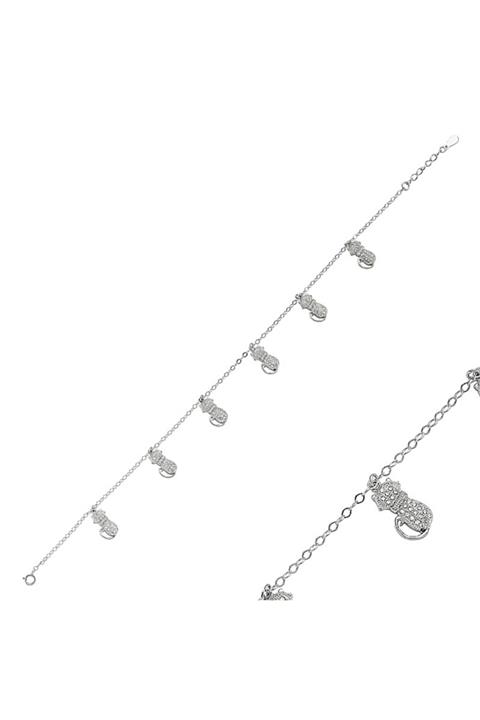 KOVAC Kadın Kedi Model Zirkon Taşlı 925 Ayar Gümüş Halhal