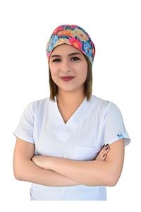 Nur Ortopedi Renkli Çiçekli Doktor Hemşire Hastane Cerrahi Bonesi