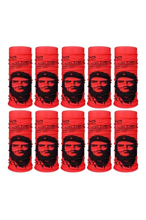 Knmaster Red Comandante Buff Bandana Boyunluk Maske Saç Bandı 10'lu Paket