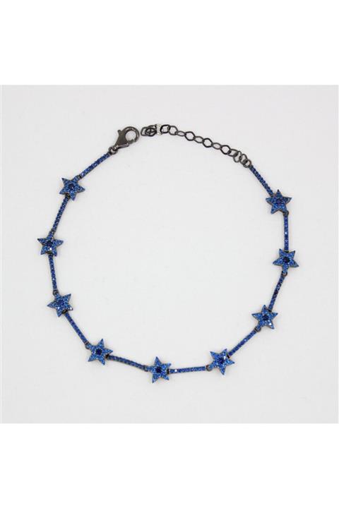 Zelda Silver Lacivert Taşlı Yıldız Halhal