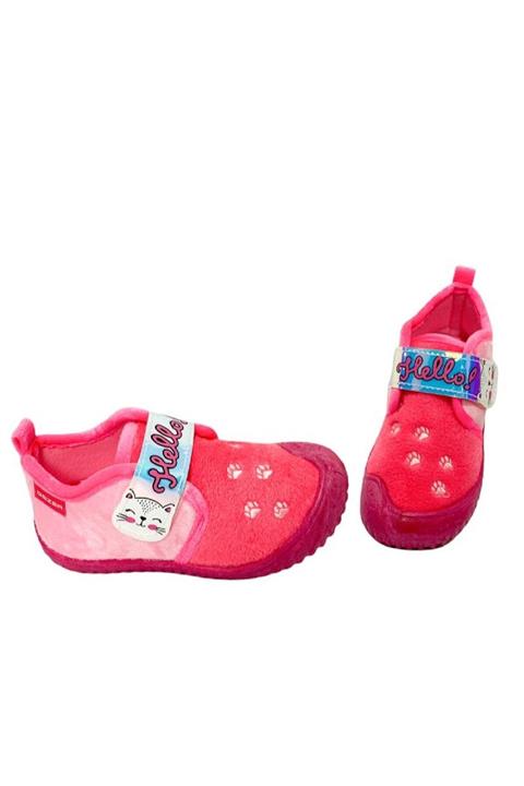 GEZER Kız Çocuk Hello Kitty Hologram Cırtlı Ev - Kreş - Anaokulu Panduf Modeli - Fuşya