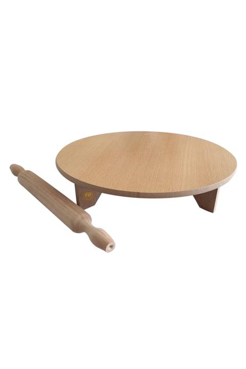 Vip Home Concept Ahşap Hamur Açma Sofrası Vip Yer Sofrası Merdaneli No:1- 34 cm