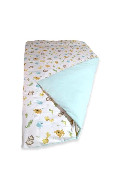 Bebek Özel Bebek Çocuk Yorganı Standart 100x150 Cm Sevimli Hayvanlar Mint Yeşili