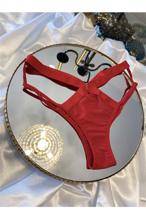 EVA APPEALİNG Kırmızı Yüksek Bel Transparan Bantlı String Külot Tanga