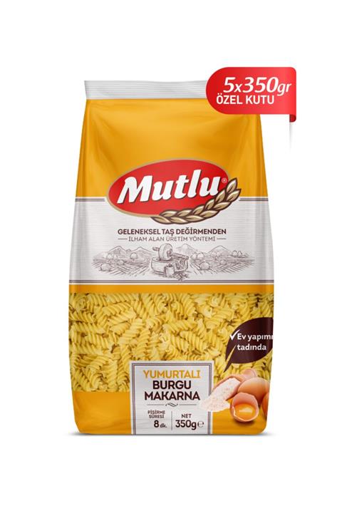 Mutlu Makarna Yumurtalı Burgu 350 Gr X 5 Paket
