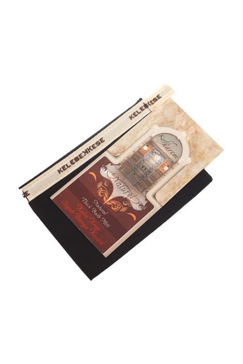 Kelebek Kese Hakiki Krep Kalın Siyah Banyo Kesesi