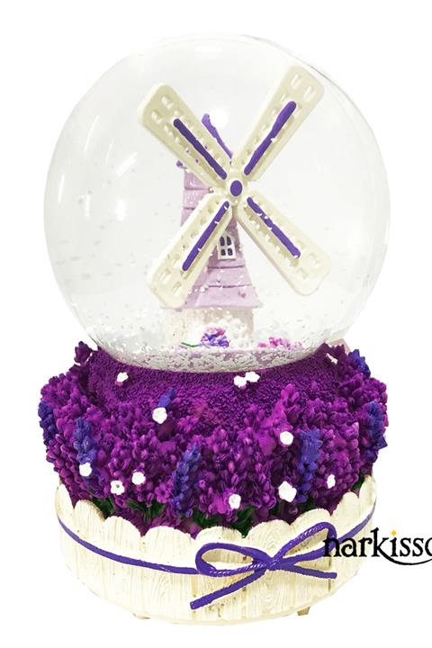 NARKİSSOS Yel Değirmeni Ev Temalı Müzikli Kurmalı Kar Küresi ( Büyük Boy )