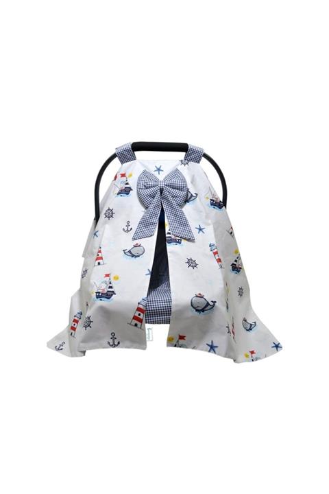 berababy Mavi Çapa Model Ana Kucağı Örtüsü Ve Puset Örtüsü