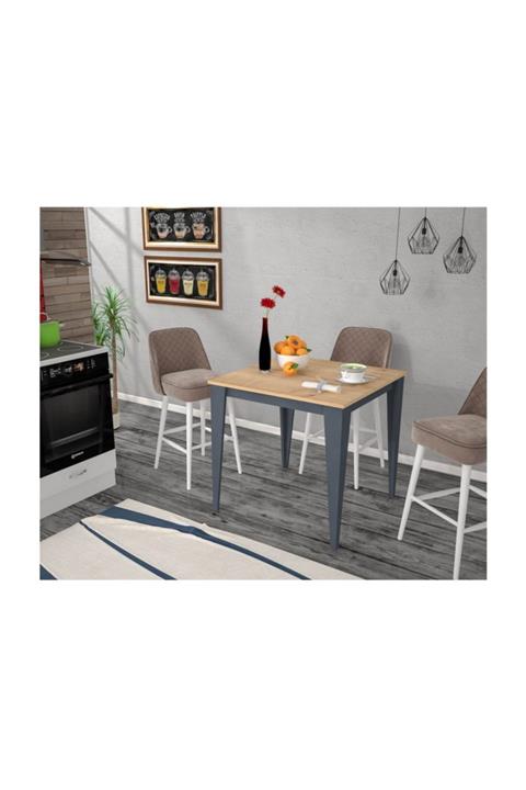 Rafline 80x80 Safir Meşe Antrasit Mutfak Masası