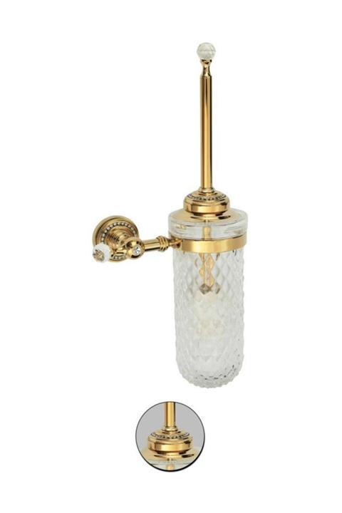 Maya Style Pvd Gold Montajlı Klozet Fırçası Buzlu Cam