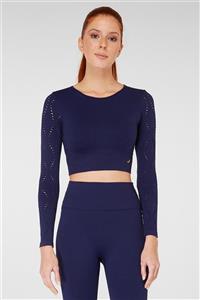 Jerf Naples Sürdürülebilir Üretim & Sıkılaştırıcı Uzun Kol Crop Top Lacivert