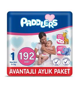 Paddlers Bebek Bezi 1 Numara Yenidoğan 192 Adet (2-5 KG) Aylık Paket