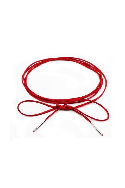 Bijustore Kırmızı Renk Süet Bağcıklı Choker Tasma Kadın Kolye