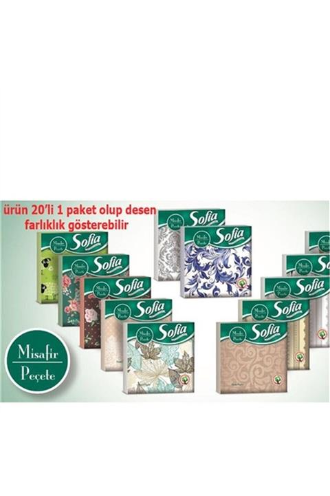 Sofia 530069 Desenli Peçete Misafir 20 Li 33x33 Cm