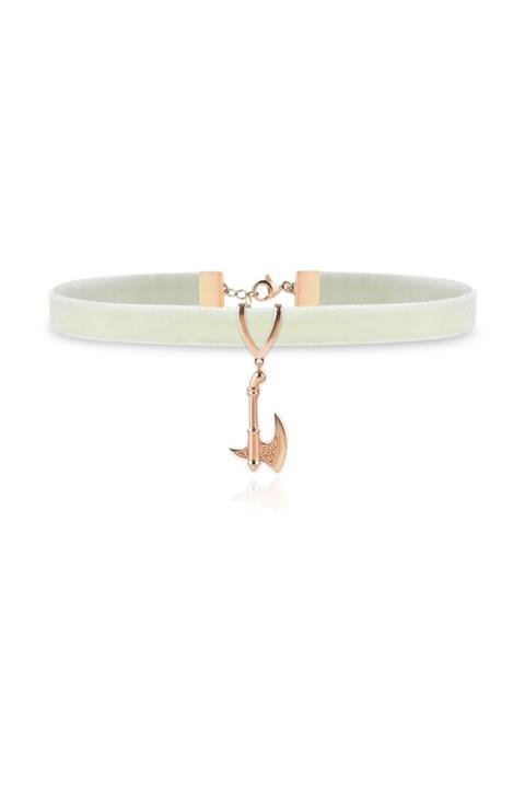 TYRAN DESIGN Balta Choker Beyaz Kadifeli