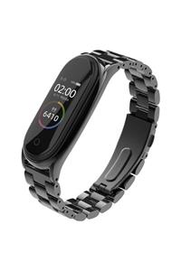 teknocool Xiaomi Mi Band 4 Kordon Mi Band 4 Kayış Klasik Metal Kordon Siyah