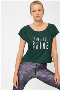 Koton Kadın Yeşil Ebru Salli Loves Koton Sport T-Shirt