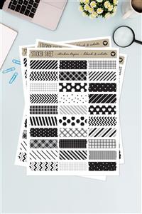 Funbou Şekilli Sticker Bant, Black-white / 10 Sayfa